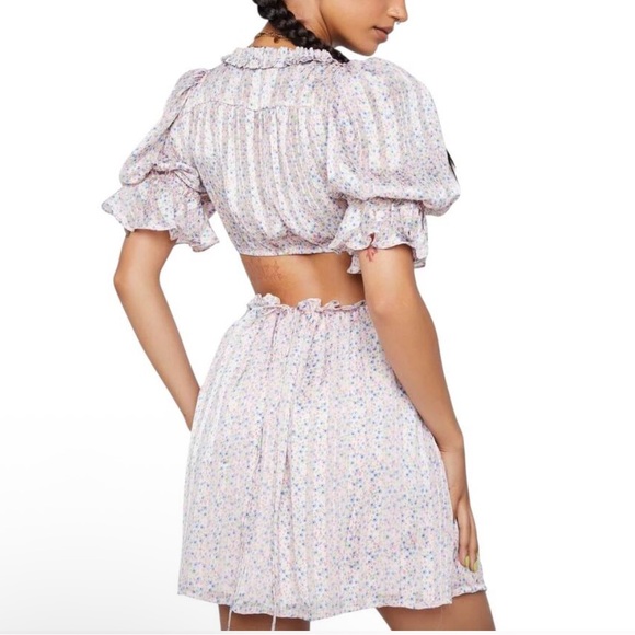 For love and lemons phoebe mini dress pink cut out floral nwt - Picture 3 of 6